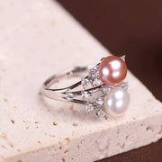 Anello Perlato con Gemme in Moissanite