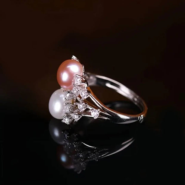 Anello Perlato con Gemme in Moissanite